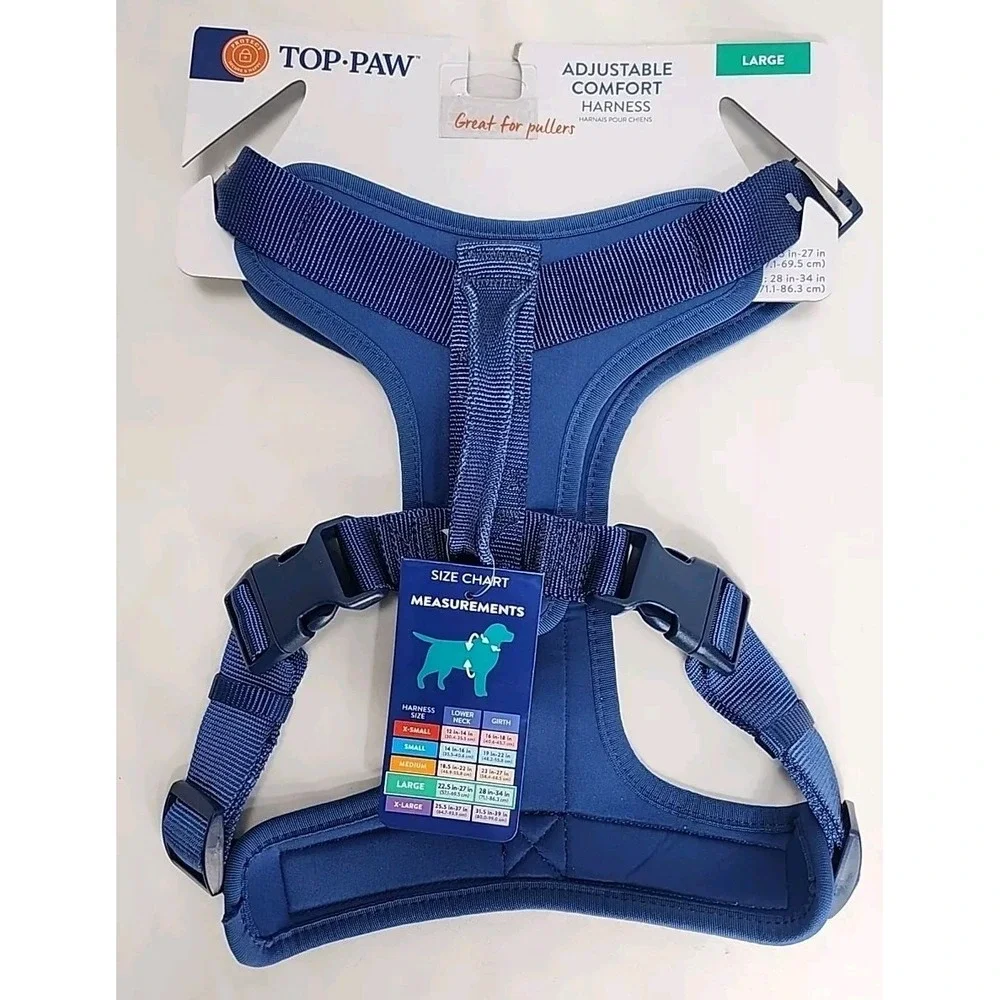 Top Paw Neoprene ROYAL BLUE Adjustable Harness Large ~ New! ~ Great For Pullers!